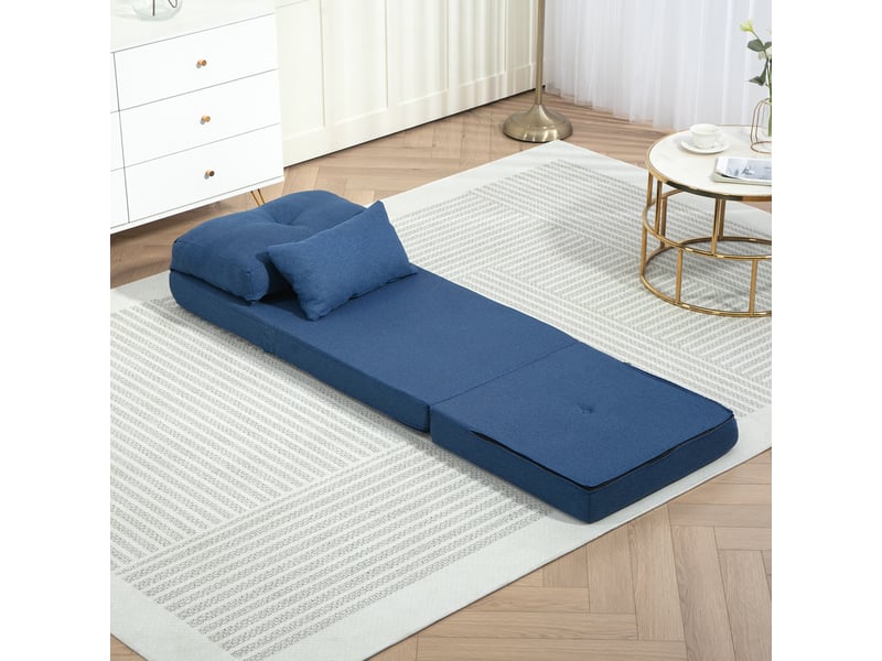  Fauteuil convertible chauffeuse inclinable - coussin inclus - tissu bleu  - Conforama E