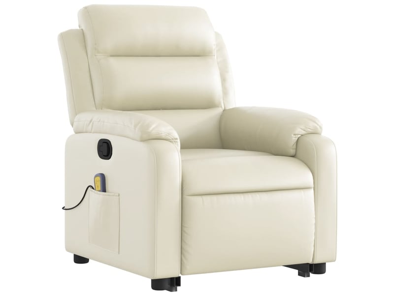 Fauteuil de bureau, fauteuil inclinable de massage crème similicuir  - Conforama D
