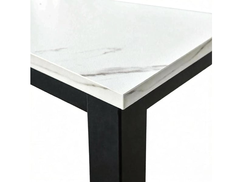  Table de bar l120 x l40 x h100 cm en panneaux de particules et acier noir et blanc effet marbre chicfurn  - Conforama E