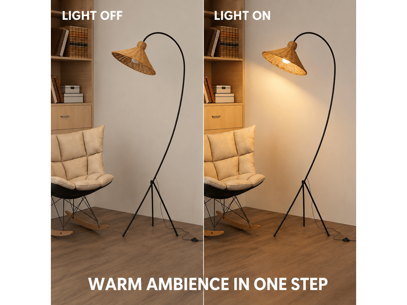  Lampadaire en rotin tressé – sans ampoule ASLED-764 - Conforama E