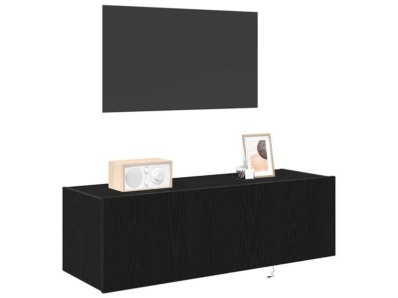  Meuble tv - banc tv - meuble de rangement mural 2 pcs chêne noir bois d'ingénierie  - Conforama C