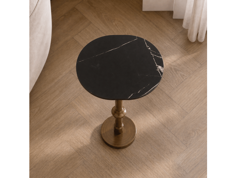  Table d’appoint plateau ovale réglable en hauteur 30x25x95 cm en métal couleur noir, design simple  - Conforama D
