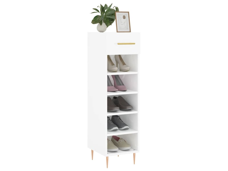  Meuble à chaussure | armoire à chaussure blanc brillant 30x35x105 cm bois ingénierie  - Conforama C