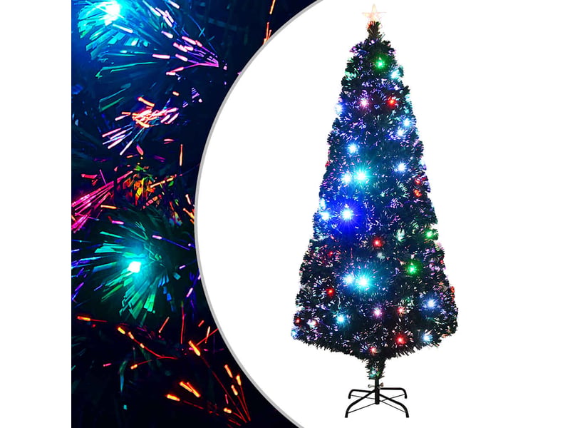  Sapin de noël - arbre de noël pré-éclairé avec support et led 210 cm fibre optique  - Conforama B
