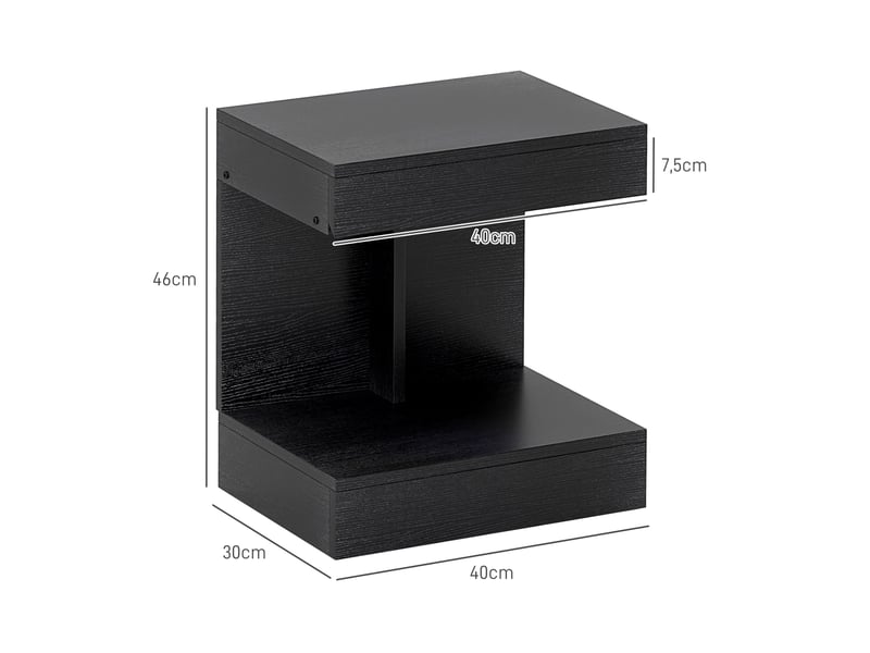  Table de chevet avec tiroir et niche de rangement noir 40 x 30 x 46 cm  - Conforama C