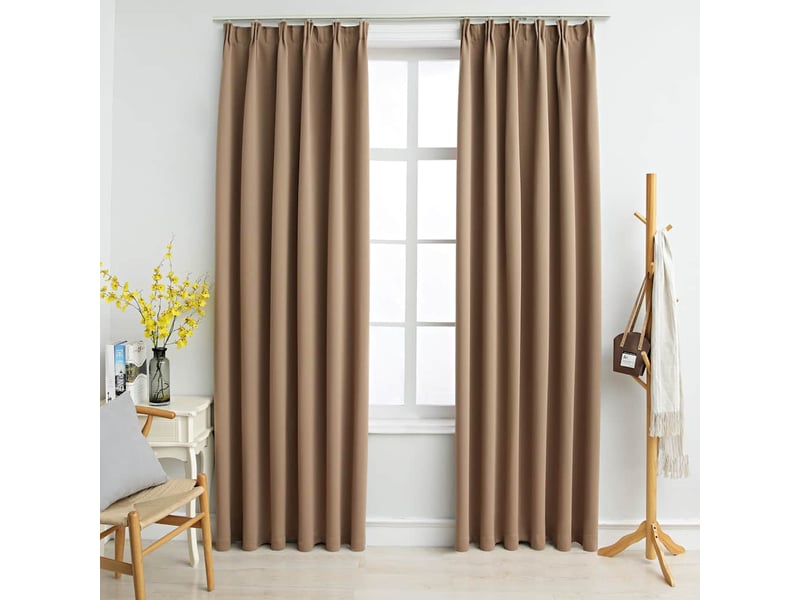  Lot de 2 rideaux occultants, rideaux black-out avec crochets taupe 140x225 cm cf44889  - Conforama B