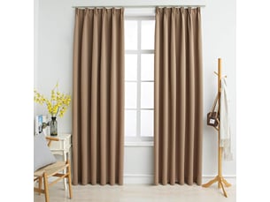 Lot de 2 rideaux occultants, rideaux black-out avec crochets taupe 140x225 cm cf44889