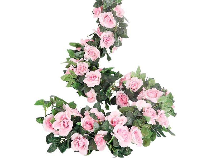  Guirlandes de roses artificielles, 4 pièces (70 cm), guirlandes de fleurs artificielles en soie pour la maison, le bureau, le jardin, la décoration (rose)  - Conforama A