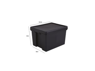Lot 5 boîtes stockage en plastique noir 40 x 50,5 x 32 cm 45l