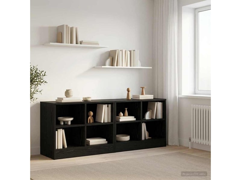  Armoire de lit avec étagère 2 pièces chêne noir 66x33x48 cm  - Conforama C
