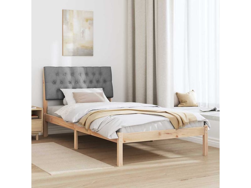 Lit simple- lit adulte - cadre de lit avec tête de lit rembourrée marron 100 x 200 cm - Conforama C