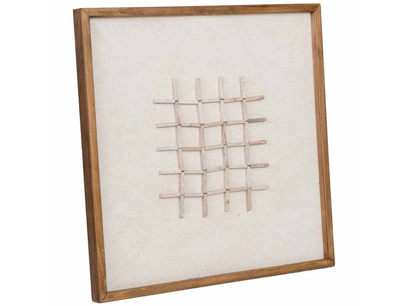 Tableau artisanal en bois recyclé relief blanc et beige 62x4x62 cm h - Conforama A