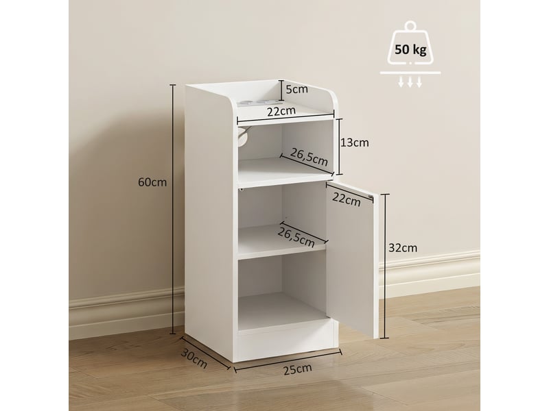  Lot de 2 tables de chevet station de charge 25 x 30 x 60 cm blanc  - Conforama E