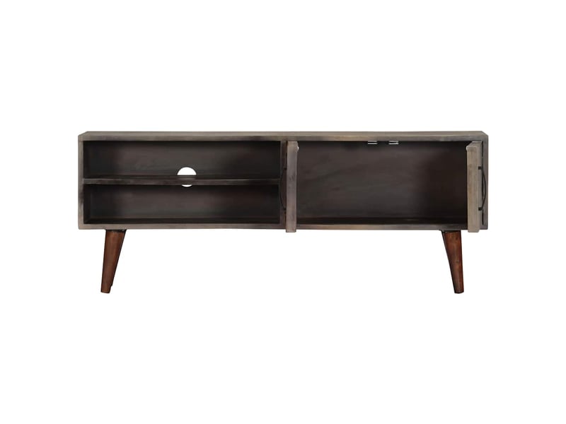  Meuble tv - banc tv - meuble de rangement gris 130x30x46 cm bois massif de manguier brut  - Conforama D