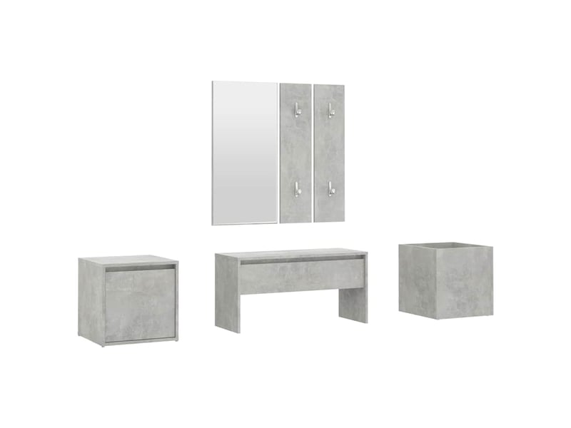  Ensemble de meubles de couloir gris béton bois d'ingénierie shl44012  - Conforama A