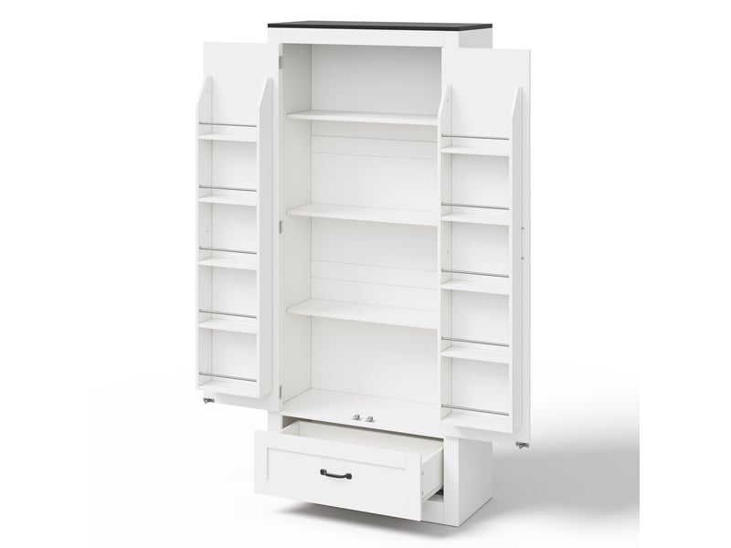 Meuble de cuisine muvano, armoire de cuisine haute blanche, 2 portes et 1 tiroir, 80 × 35 × 183 cm - Conforama A
