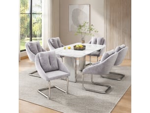Chaise de salle à manger lot de 6 pivotante avec coussins et accoudoirs, pieds courbés en métal, velours gris
