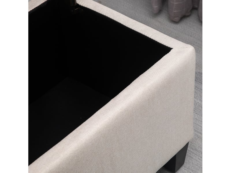  Banc de rangement rembourré avec coffre de rangement, assise capitonnée en polyester beige crème, 100 × 40 × 44 cm  - Conforama E