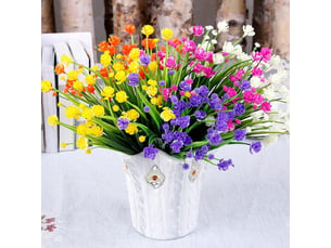 Plante fleurie artificielle,12 pièces fleurs artificielles extérieures résistant aux uv arbustes plantes pour intérieur extérieur suspendu planteur cuisine maison bureau(6 couleurs) - rwplante fleurie