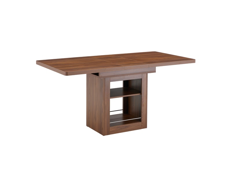 Table à manger, extensible, en noyer, avec compartiment intégré, couleur noix - Conforama E