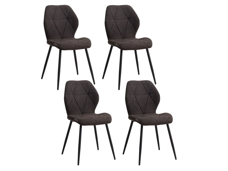  Lot de 4 chaises - chaise de salle à manger vintage en forme de diamant - chaise en lin - pieds en métal(noir) Grand-house - Conforama A