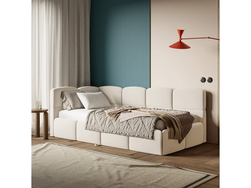 Selsey cloudy - lit rembourré - 170x185 cm - velours crème - côté gauche Cloudy - Conforama C