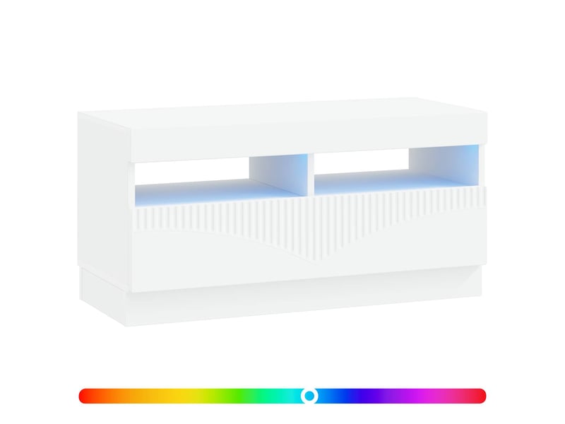  Meuble tv - banc tv - meuble de rangement led blanc bois d'ingénierie  - Conforama C