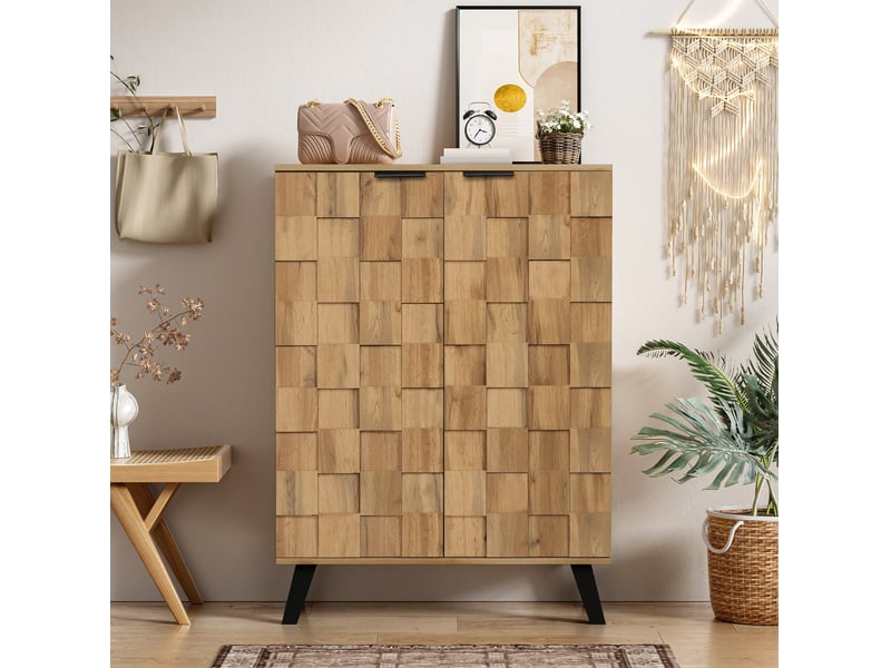  Armoire à chaussures ulevr avec rangement à 5 niveaux, 80,5 x 35 x 109,5 cm, 4 étagères réglables, panneaux de particules bois  - Conforama E