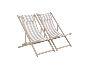 Lot de 2 bains de soleil - gaia rayures marron - transat en aluminium gris anthracite et textilene rayures marron avec coussin repose tête. Chilienne