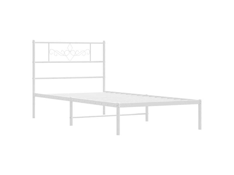  Lit simple- lit adulte -  cadre de lit métal sans matelas et tête de lit blanc 100x200 cm  - Conforama B