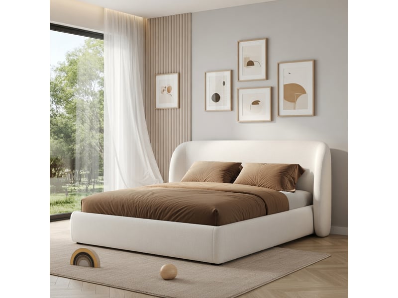  Lit d'enfant 90 × 200 cm, en forme de maison, équipé de barrières de sécurité surélevées, blanc  - Conforama D