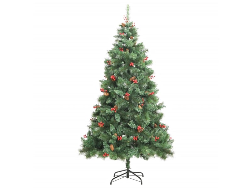  Sapin de noël artificiel, arbre de noël avec pommes de pin et baies 210 cm shl6117  - Conforama A