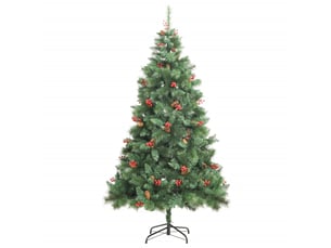 Sapin de noël artificiel, arbre de noël avec pommes de pin et baies 210 cm shl6117