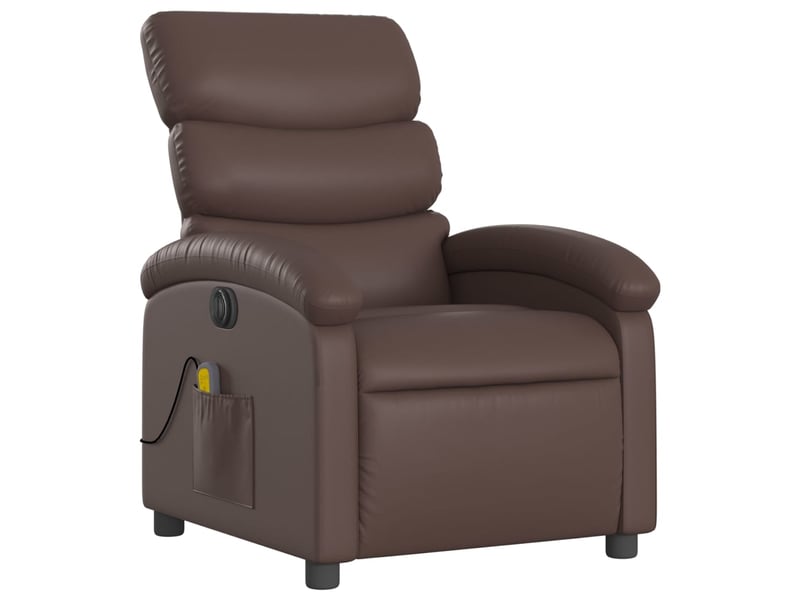  Fauteuil de relaxation tv fonction massage inclinable électrique 6 points de massage en pvc marron dec027200  - Conforama A