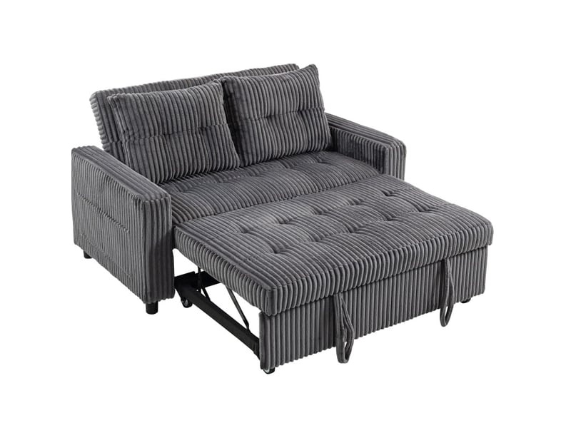  Canapé-lit 2 places 157 x 90 x 91 cm en polyester convertible avec dossier réglable gris foncé chicfurn  - Conforama A