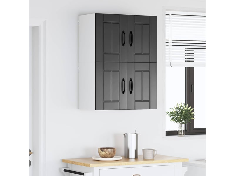  Meuble mural de cuisine | armoire de cuisine 2 pcs noir bois d'ingénierie shl347  - Conforama D