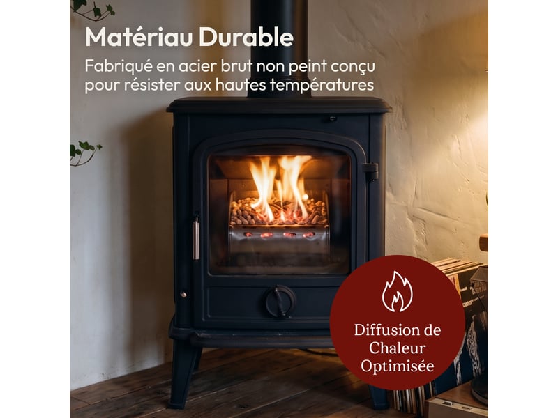  Casabel panier brûleur pellets &amp; granulés 20cm, cap. 3kg, acier brut très épais, cheminée, insert, poêle à bois  - Conforama D