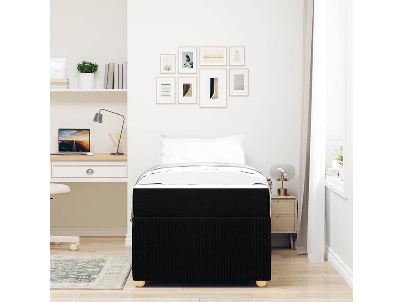  Lit simple- lit adulte -  cadre de lit noir 90 x 200 cm tissu  - Conforama B