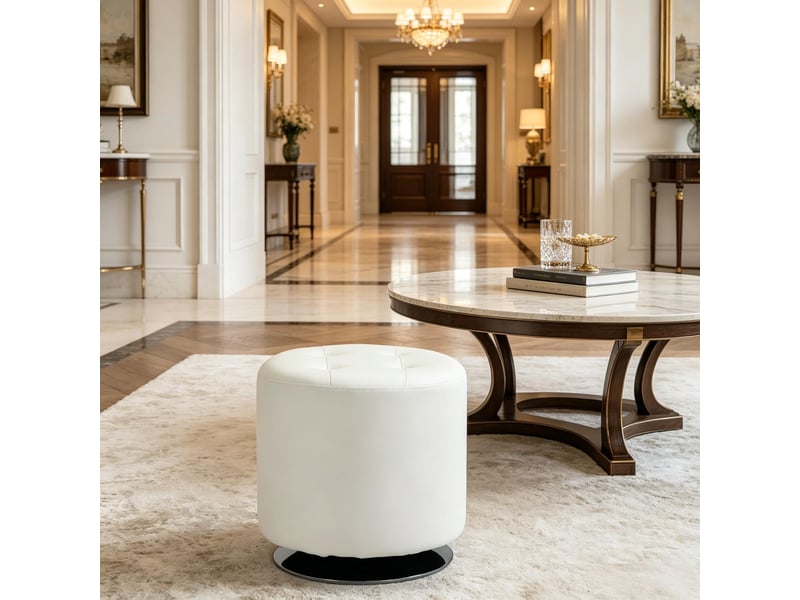  Tabouret repose-pieds de salon, tabouret rotatif, tabouret repose-pieds rond (uniquement avec tabouret repose-pieds 1 pièce) 838-103V80WT - Conforama B