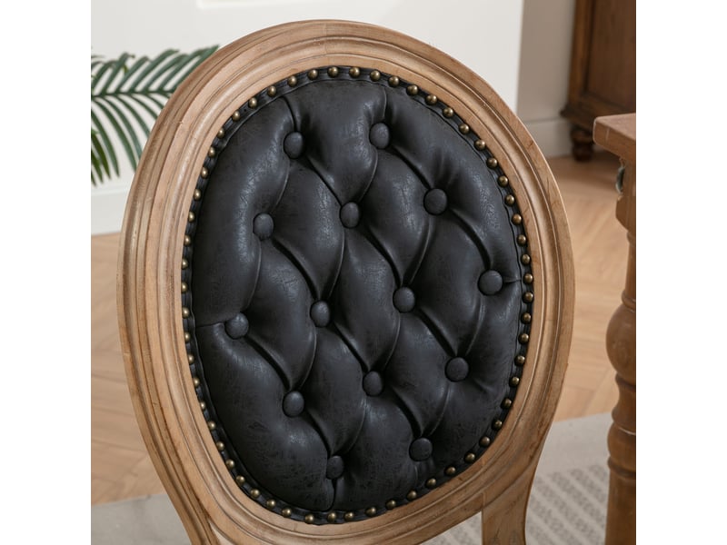  Lot de 2 chaises de salle à manger en similicuir pu noir, pieds en bois massif W3223P504078 - Conforama D