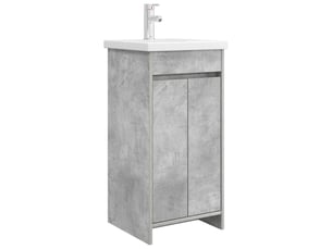 Meuble salle de bain avec évier, meuble de rangement gris béton 42x40x84.5 cm shl5230