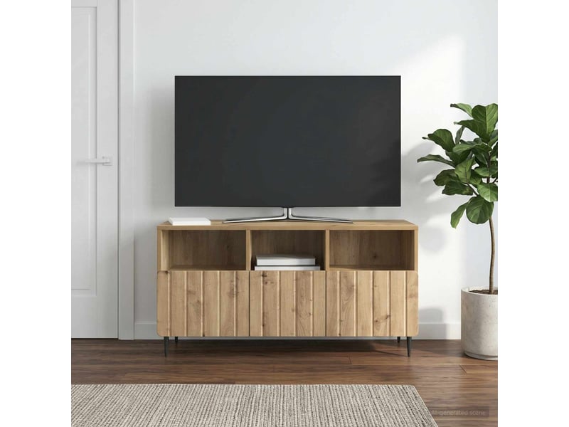  Meuble tv - banc tv - meuble de rangement 102 x 34,5 x 50 cm chêne artisanal bois d'ingénierie  - Conforama B
