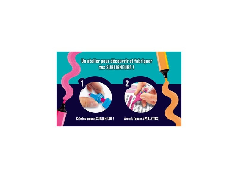 Kit créatif laboratoire pour créer ses surligneurs 7 ans et + avec encre colorée et paillettes LIS8008324119608 - Conforama C