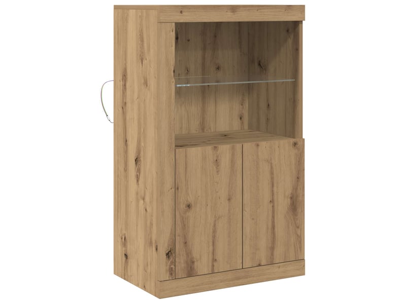  Buffet led, meuble de rangement salon 60,5 x 37 x 100 cm bois d'ingénierie chêne artisanal  - Conforama A
