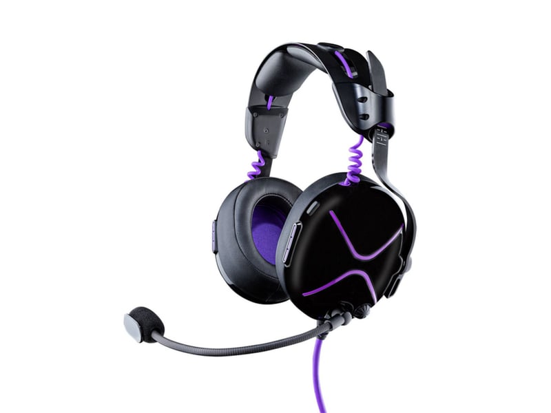  Casque gaming filaire 50 mm ps5 ps4 arceau micro amovible noir violet  - Conforama C