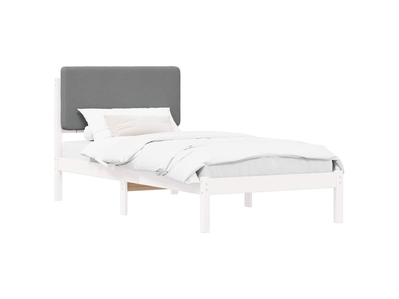 Lit simple- lit adulte -  cadre de lit avec tête de lit rembourrée gris clair 90 x 200 cm  - Conforama A
