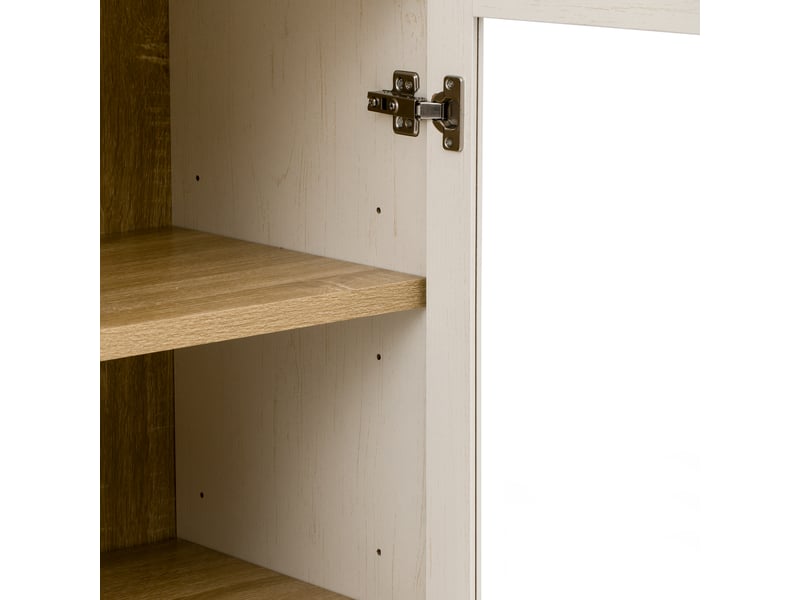  Meuble de cuisine muvano, buffet haut blanc vitré à sommet arrondi, hauteur 180 cm  - Conforama D