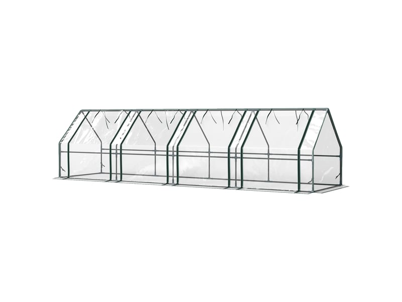  Mini serre de jardin mini serre tunnel 4 fenêtres avec zip enroulables acier pe 140 gm² anti-uv 360x90x90cm transparent  - Conforama B