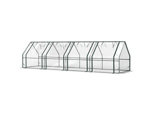 Mini serre de jardin mini serre tunnel 4 fenêtres avec zip enroulables acier pe 140 gm² anti-uv 360x90x90cm transparent