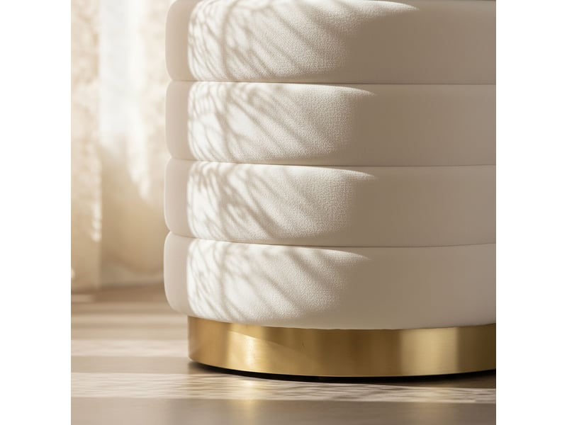 Family luna pouf coffre en velours crème  - Conforama B